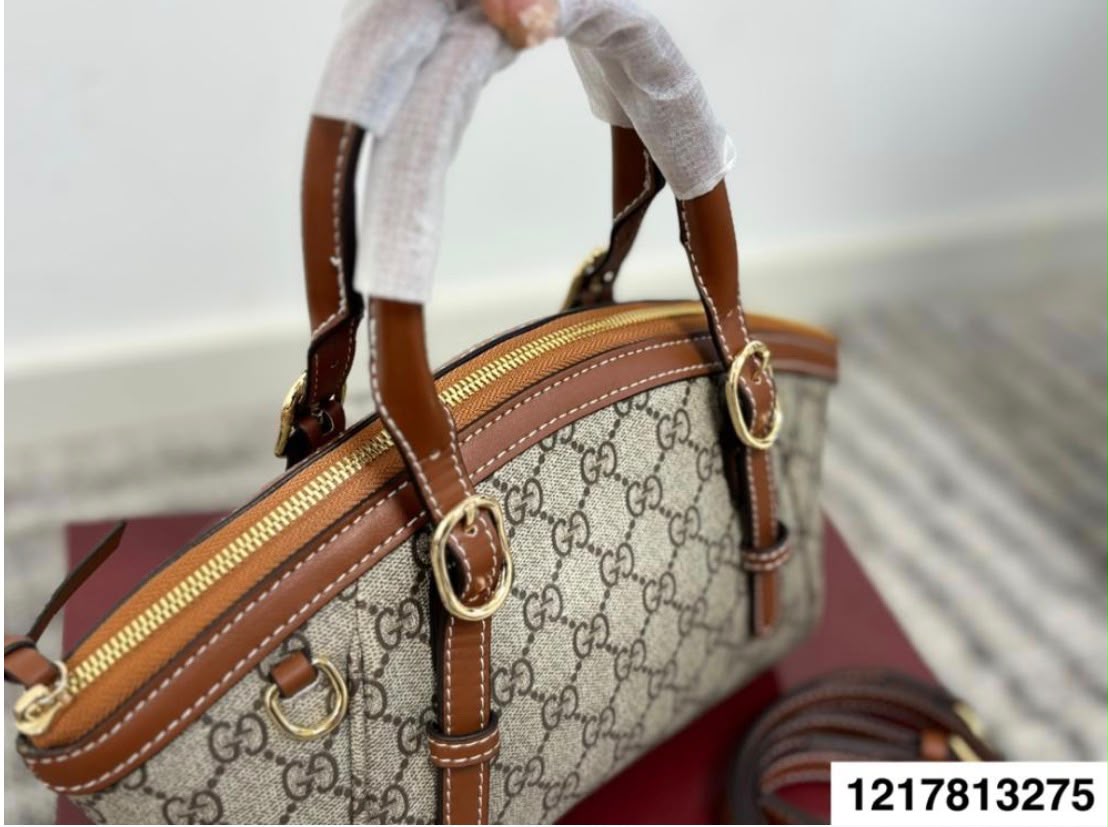 G-U-C-C-I GG Emblem Small Top Handle Crossbody – Signature Luxe Women Bag (Brown)