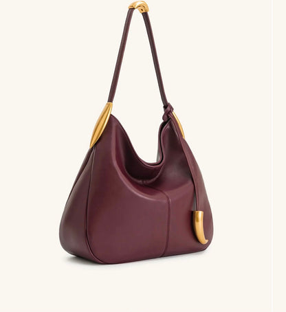 J-W P-E-I Nina Metal Charm Hobo Bag – Modern Luxe Women Bag (Burgundy)