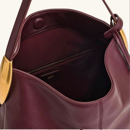 J-W P-E-I Nina Metal Charm Hobo Bag – Modern Luxe Women Bag (Burgundy)
