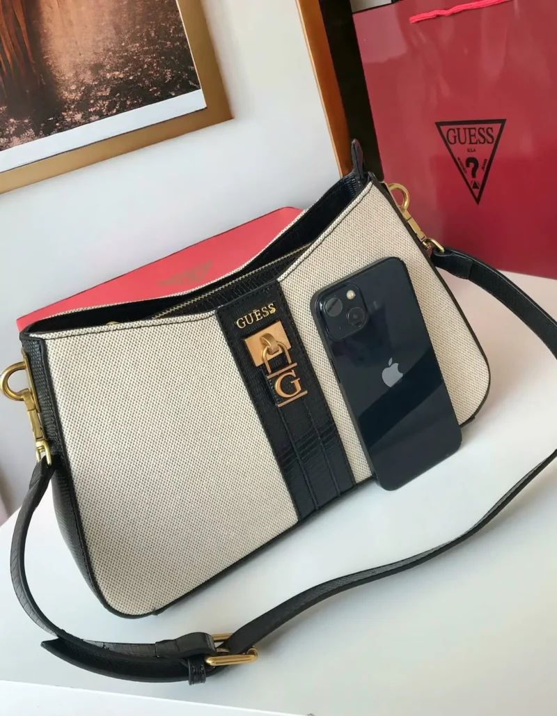 G-U-E-S-S Chic Shoulder Women Bags – Master Quality Collection (Cream/Black)