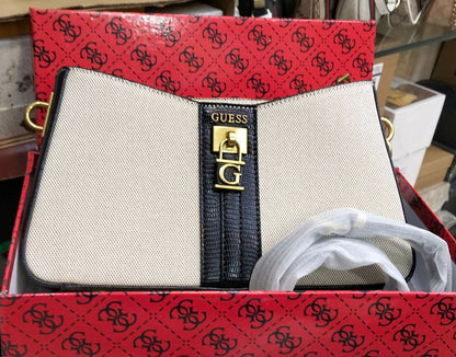 G-U-E-S-S Chic Shoulder Women Bags – Master Quality Collection (Cream/Black)