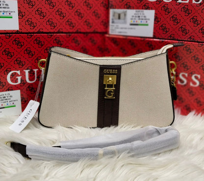 G-U-E-S-S Chic Shoulder Women Bags – Master Quality Collection (Cream/Brown)