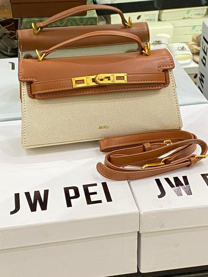 J-W P-E-I Noor Top Handle Bag – Modern Luxe Women Bag (Brown/Beige)
