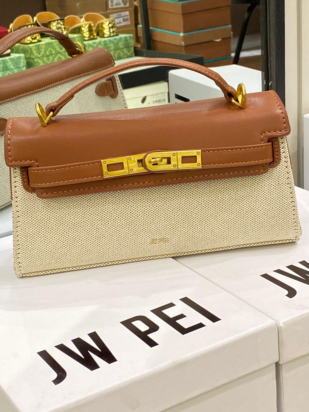 J-W P-E-I Noor Top Handle Bag – Modern Luxe Women Bag (Brown/Beige)