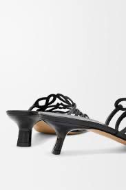 L-O-E-W-E Petal Anagram Slide in Soft Calfskin – Luxury Women Footwear (Black)