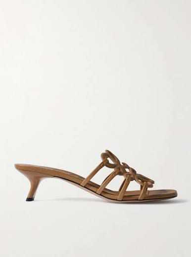 L-O-E-W-E Petal Anagram Slide in Soft Calfskin – Luxury Women Footwear (Brown)