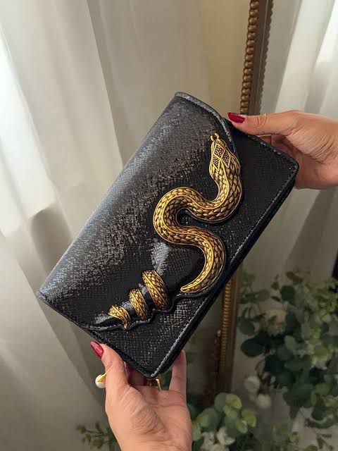 R-O-B-E-R-T-O C-A-V-A-L-L-I Python Motif Shoulder Bag – Luxury Women Bag (Black)