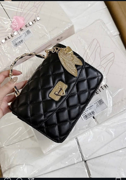 C-H-A-R-L-E-S & K-E-I-T-H Cressida Quilted Top Handle Bag – Elegant Luxe Women Bag (Black)