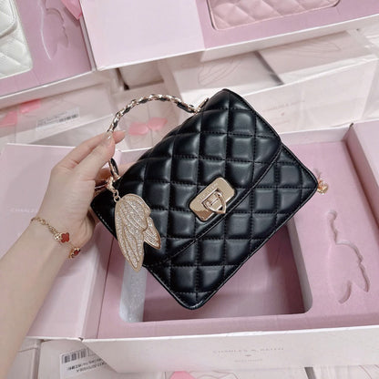C-H-A-R-L-E-S & K-E-I-T-H Cressida Quilted Top Handle Bag – Elegant Luxe Women Bag (Black)