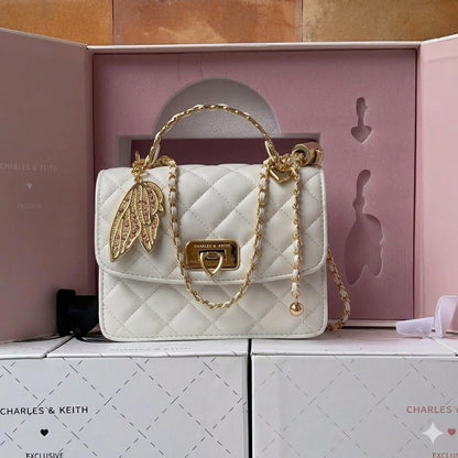 C-H-A-R-L-E-S & K-E-I-T-H Cressida Quilted Top Handle Bag – Elegant Luxe Women Bag (White)