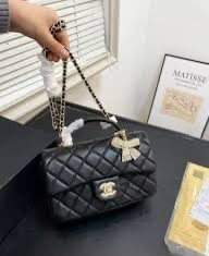 C-H-A-N-E-L Quilted Mini Top Handle Rectangular Flap Bag – Luxury Women Bag (Black)