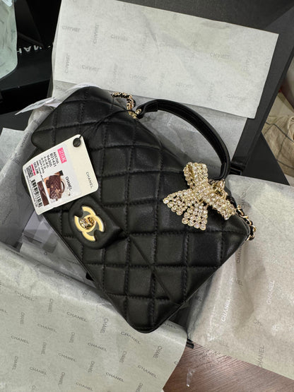 C-H-A-N-E-L Quilted Mini Top Handle Rectangular Flap Bag – Luxury Women Bag (Black)