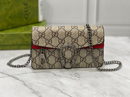 G-U-C-C-I Dionysus GG Supreme Mini Crossbody Bag – Signature Luxe Women Bag (Red))