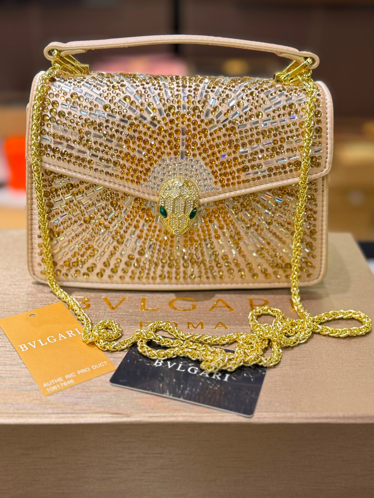 B-V-L-G-A-R-I Serpenti Forever Day-to-Night Shoulder Bag – Signature Luxe Women Bag (Gold)
