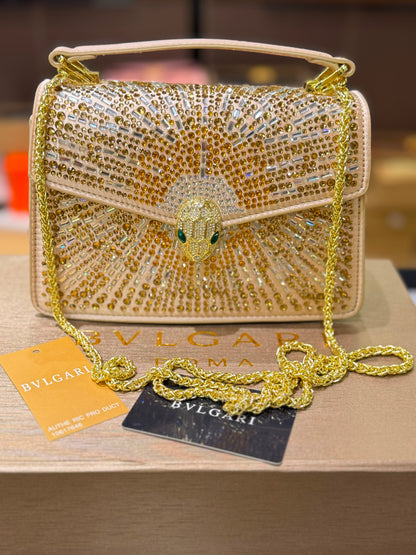 B-V-L-G-A-R-I Serpenti Forever Day-to-Night Shoulder Bag – Signature Luxe Women Bag (Gold)