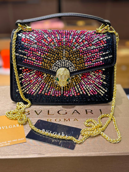 B-V-L-G-A-R-I Serpenti Forever Day-to-Night Shoulder Bag – Signature Luxe Women Bag (Black)