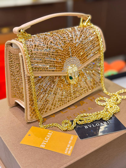 B-V-L-G-A-R-I Serpenti Forever Day-to-Night Shoulder Bag – Signature Luxe Women Bag (Gold)