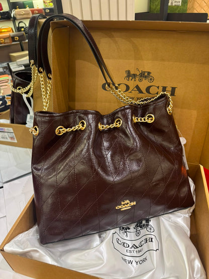 C-O-A-C-H Evelyn Large Shoulder Bag – Signatures Luxe Women Bag (Chocolate Brown)