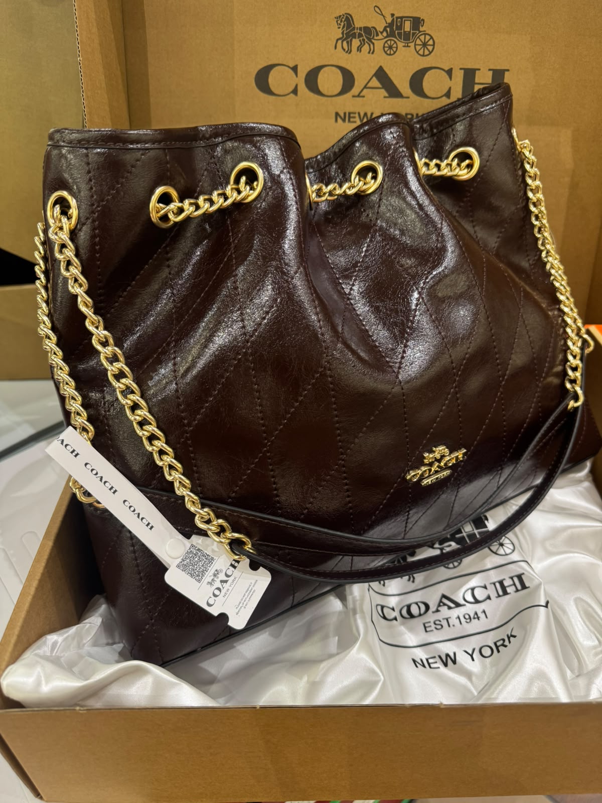 C-O-A-C-H Evelyn Large Shoulder Bag – Signatures Luxe Women Bag (Chocolate Brown)