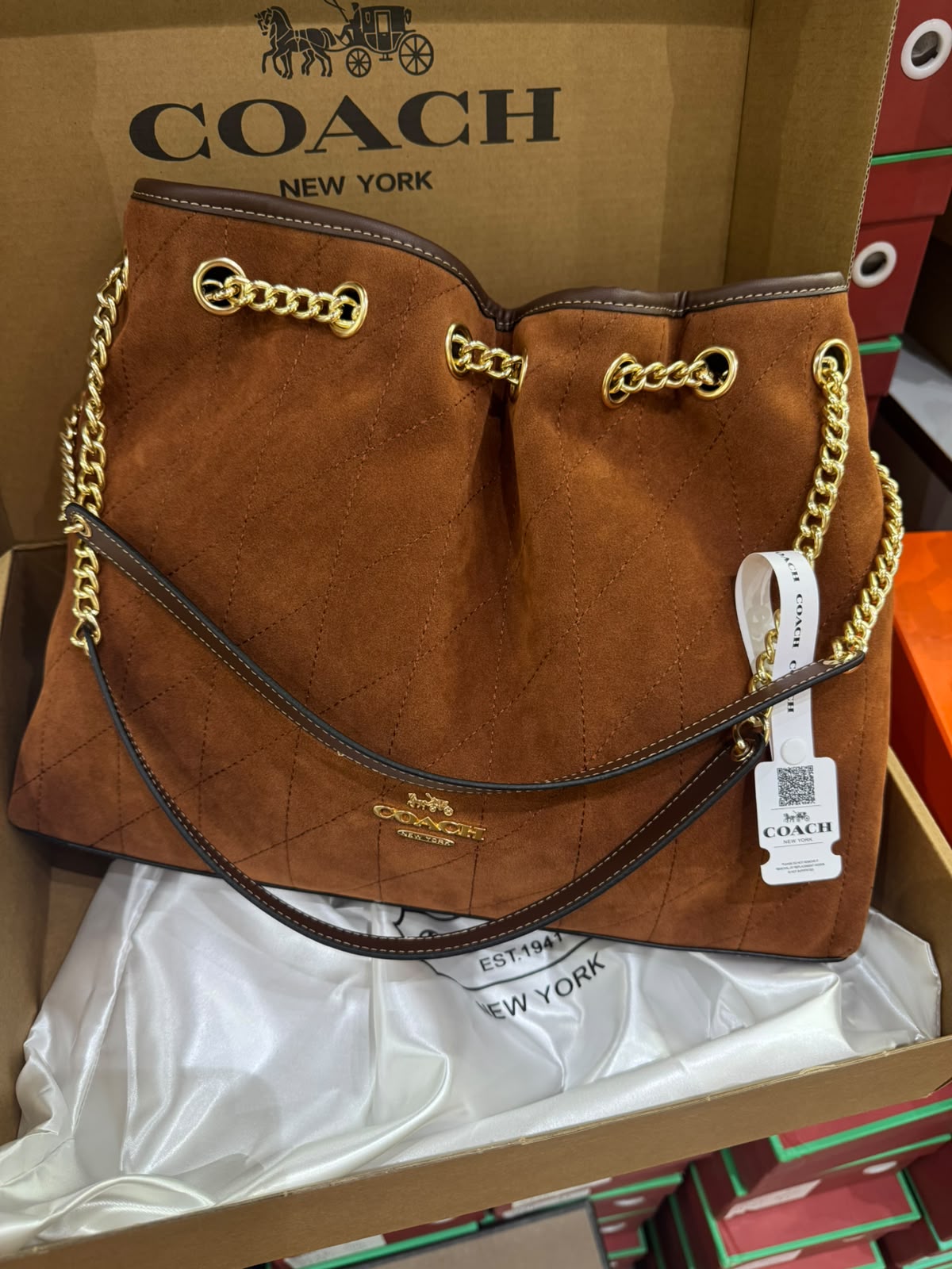 C-O-A-C-H Evelyn Large Shoulder Bag – Signatures Luxe Women Bag (Camel Brown)