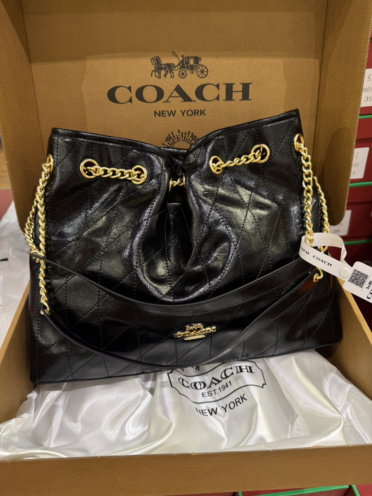 C-O-A-C-H Evelyn Large Shoulder Bag – Signatures Luxe Women Bag (Black)