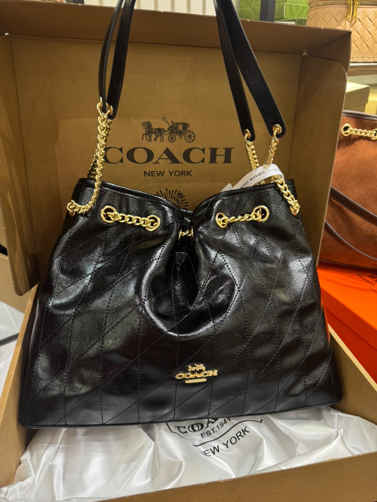 C-O-A-C-H Evelyn Large Shoulder Bag – Signatures Luxe Women Bag (Black)