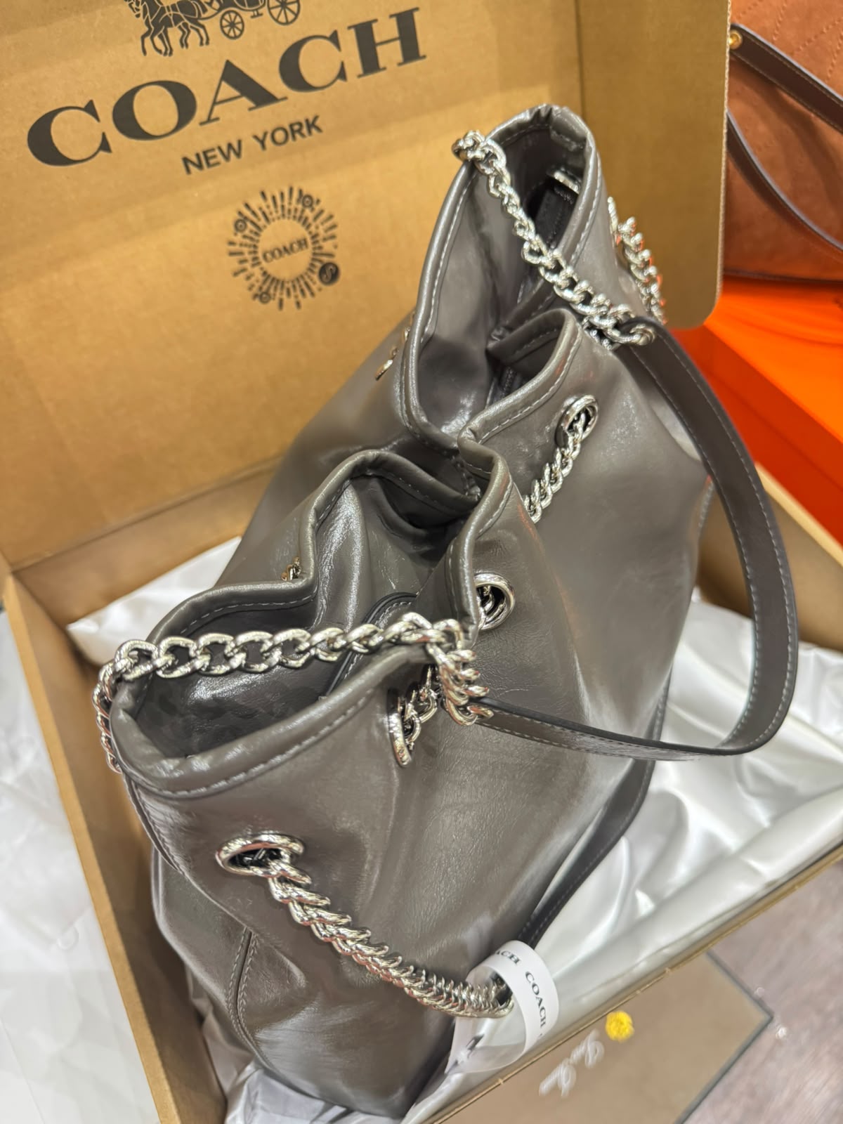 C-O-A-C-H Evelyn Large Shoulder Bag – Signatures Luxe Women Bag (Silver Grey)