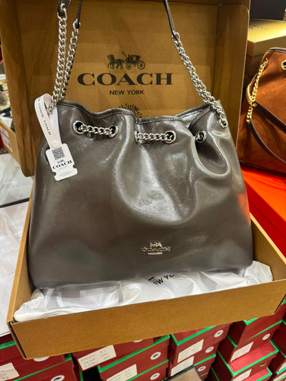 C-O-A-C-H Evelyn Large Shoulder Bag – Signatures Luxe Women Bag (Silver Grey)