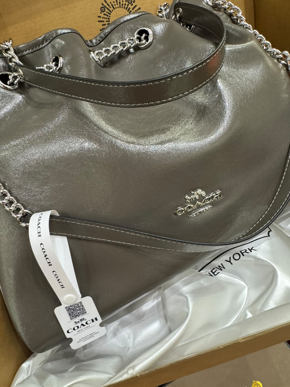 C-O-A-C-H Evelyn Large Shoulder Bag – Signatures Luxe Women Bag (Silver Grey)