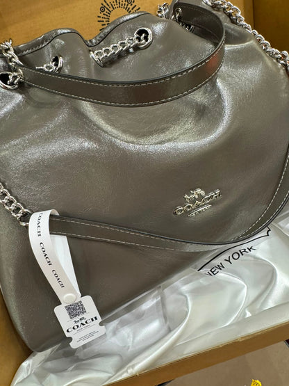 C-O-A-C-H Evelyn Large Shoulder Bag – Signatures Luxe Women Bag (Silver Grey)