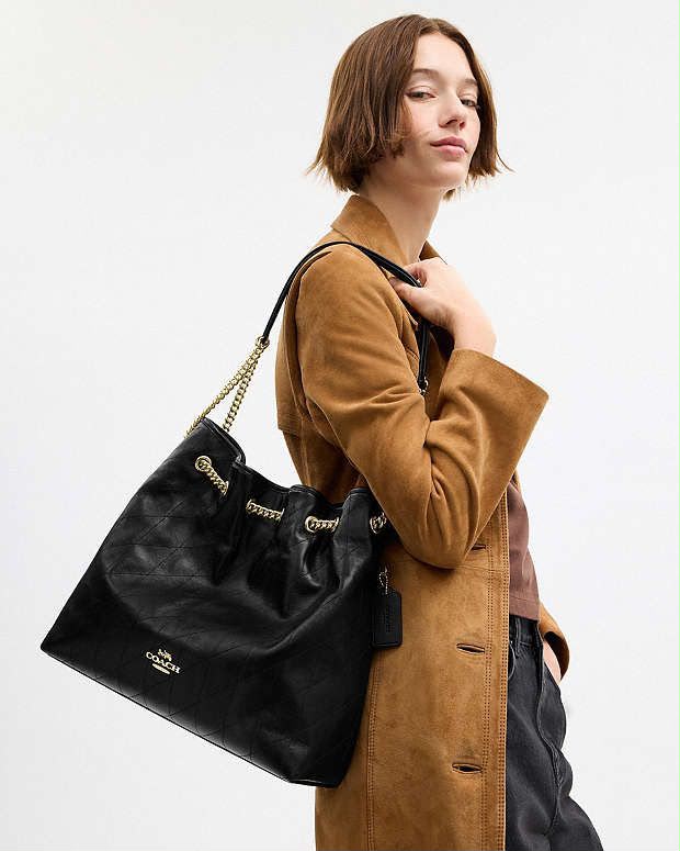 C-O-A-C-H Evelyn Large Shoulder Bag – Signatures Luxe Women Bag (Black)