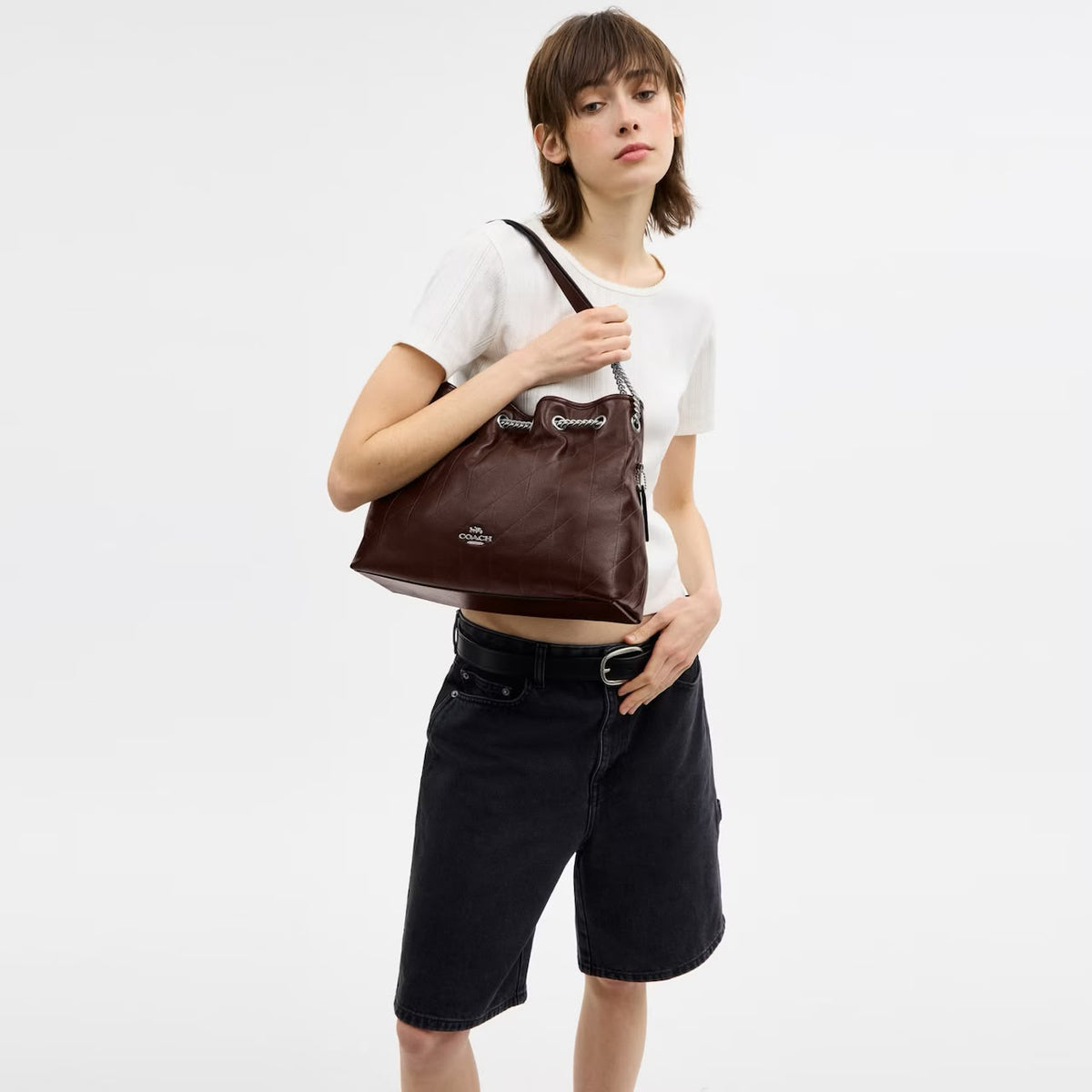 C-O-A-C-H Evelyn Large Shoulder Bag – Signatures Luxe Women Bag (Chocolate Brown)