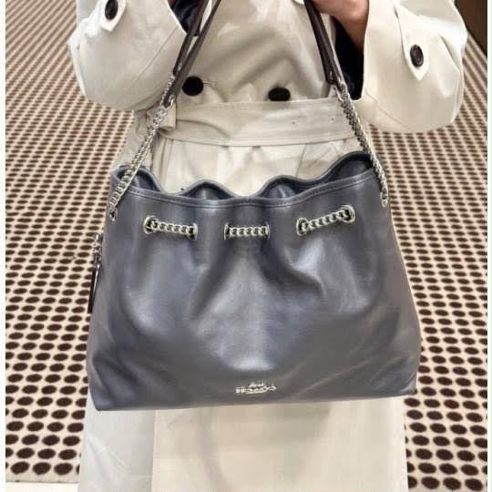 C-O-A-C-H Evelyn Large Shoulder Bag – Signatures Luxe Women Bag (Silver Grey)