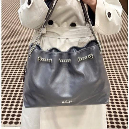 C-O-A-C-H Evelyn Large Shoulder Bag – Signatures Luxe Women Bag (Silver Grey)