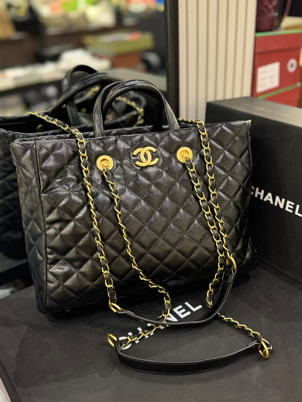 C-H-A-N-E-L Large Coco Allure Shopping Tote – Premium Quality Women Bag | Black Quilted Leather