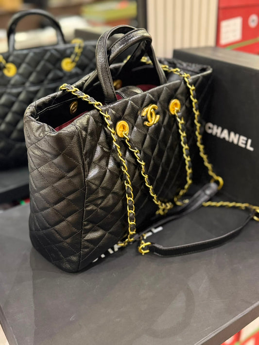 C-H-A-N-E-L Large Coco Allure Shopping Tote – Premium Quality Women Bag | Black Quilted Leather