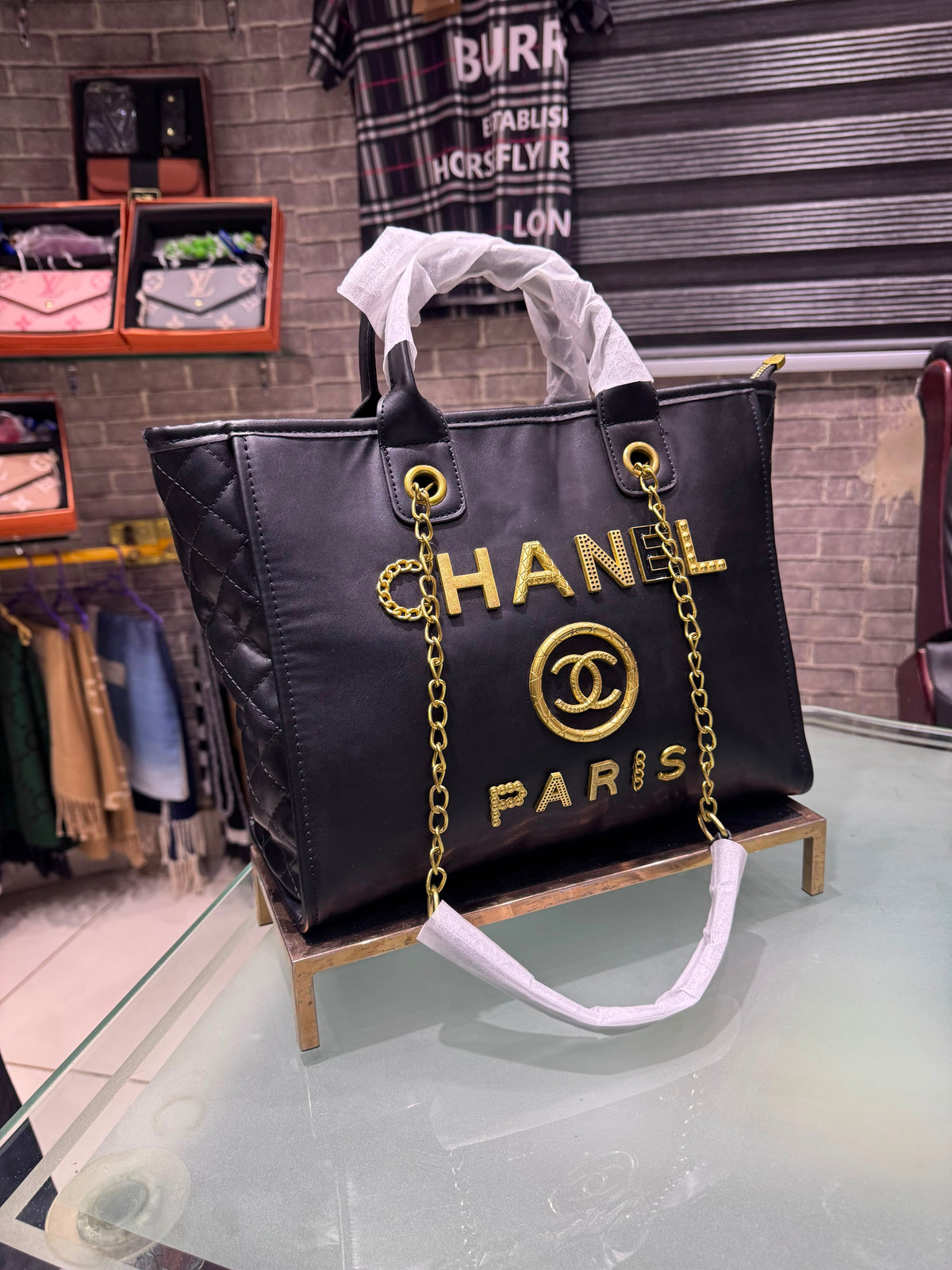 C-H-A-N-E-L Black Deauville Tote – Premium Quality Women Bag | Gold-Tone Hardware