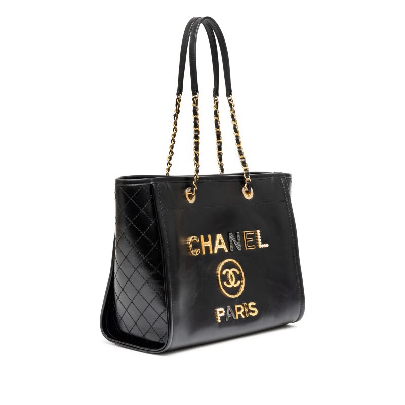 C-H-A-N-E-L Black Deauville Tote – Premium Quality Women Bag | Gold-Tone Hardware