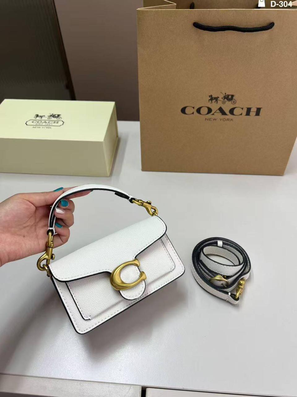 C-O-A-C-H Tabby 12 Mini Size – Top Class Premium Quality Women Bag | Complete Box (White)