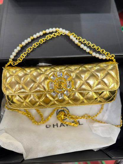 C-H-A-N-E-L Evening Clutch Bag – Luxury Women Bag | Complete Box Packaging (Gold)