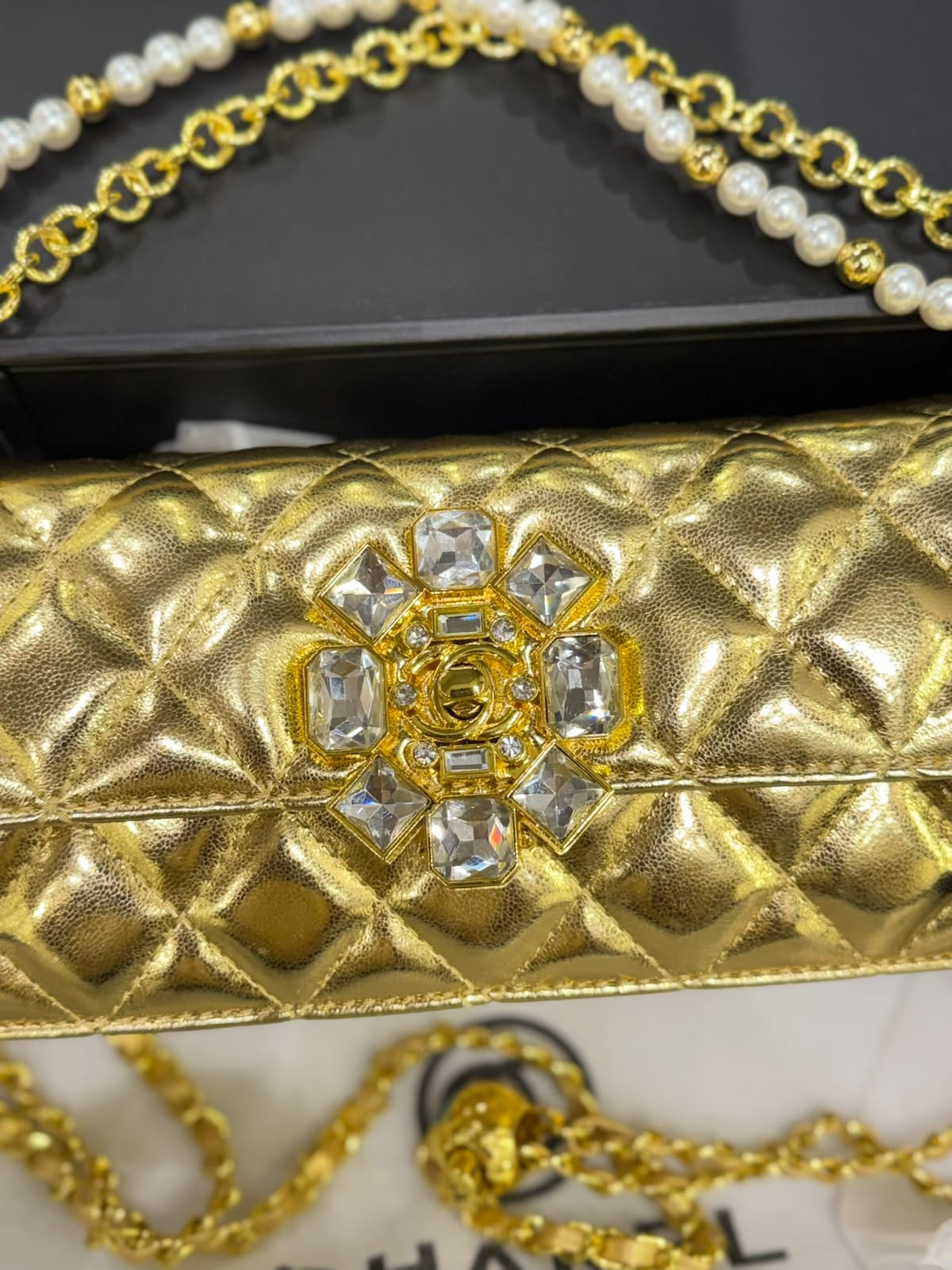 C-H-A-N-E-L Evening Clutch Bag – Luxury Women Bag | Complete Box Packaging (Gold)