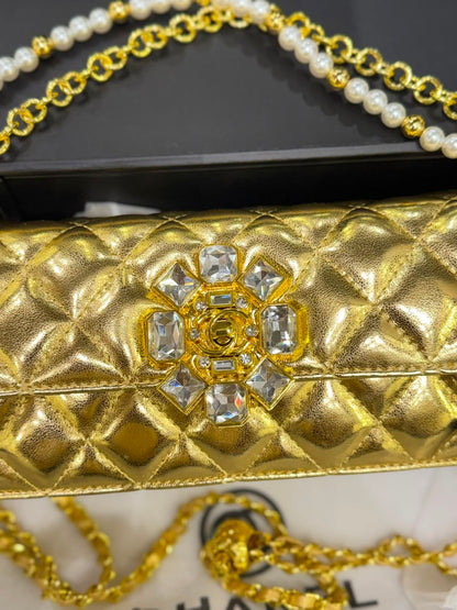 C-H-A-N-E-L Evening Clutch Bag – Luxury Women Bag | Complete Box Packaging (Gold)