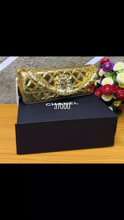 C-H-A-N-E-L Evening Clutch Bag – Luxury Women Bag | Complete Box Packaging (Gold)