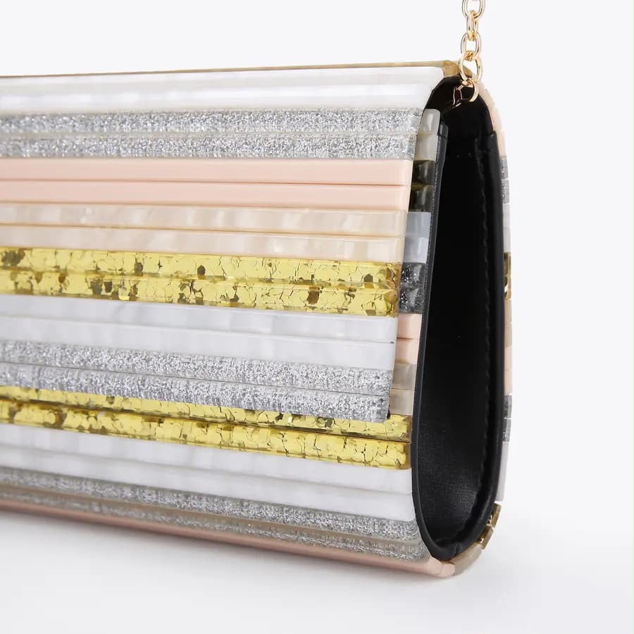 J-I-M-M-Y C-H-O-O Party Envelope Clutch – Premium Quality Women Bag | Glitter Perspex (Multi Color Design A)