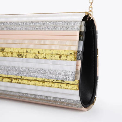 J-I-M-M-Y C-H-O-O Party Envelope Clutch – Premium Quality Women Bag | Glitter Perspex (Multi Color Design A)
