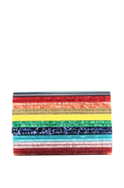 J-I-M-M-Y C-H-O-O Party Envelope Clutch – Premium Quality Women Bag | Glitter Perspex (Multi Color Design B)