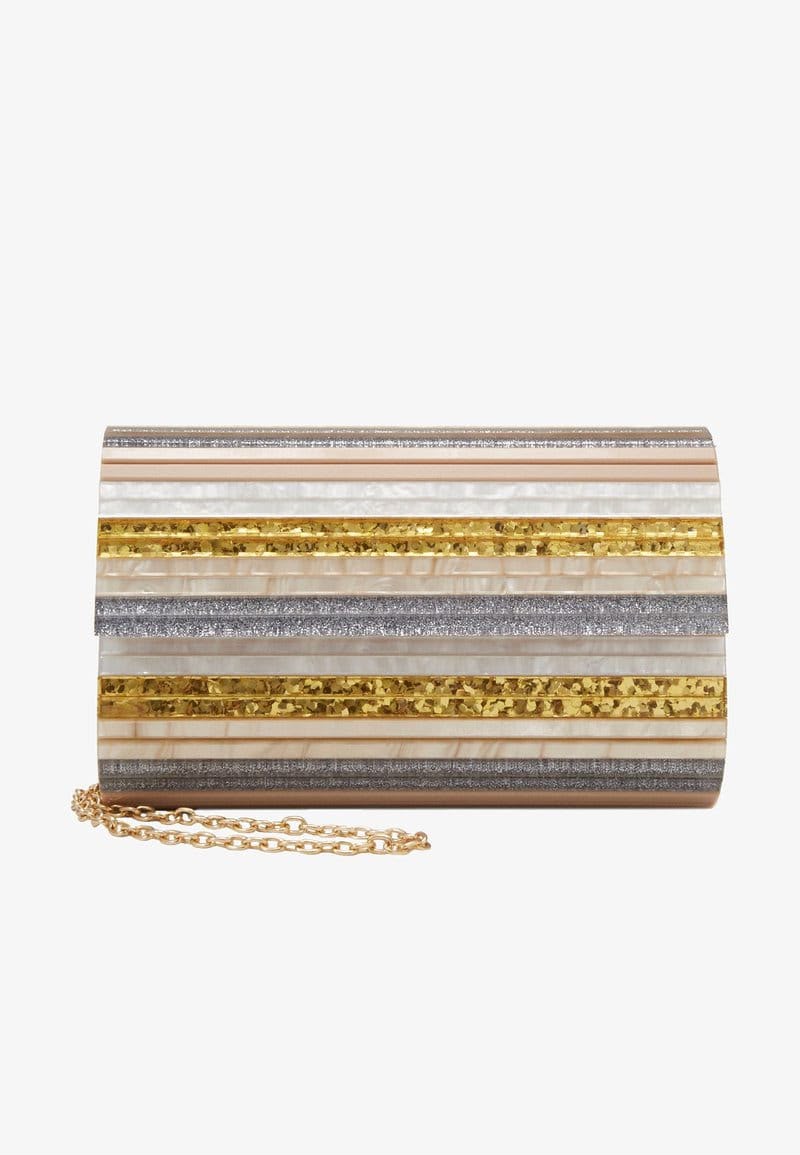J-I-M-M-Y C-H-O-O Party Envelope Clutch – Premium Quality Women Bag | Glitter Perspex (Multi Color Design A)