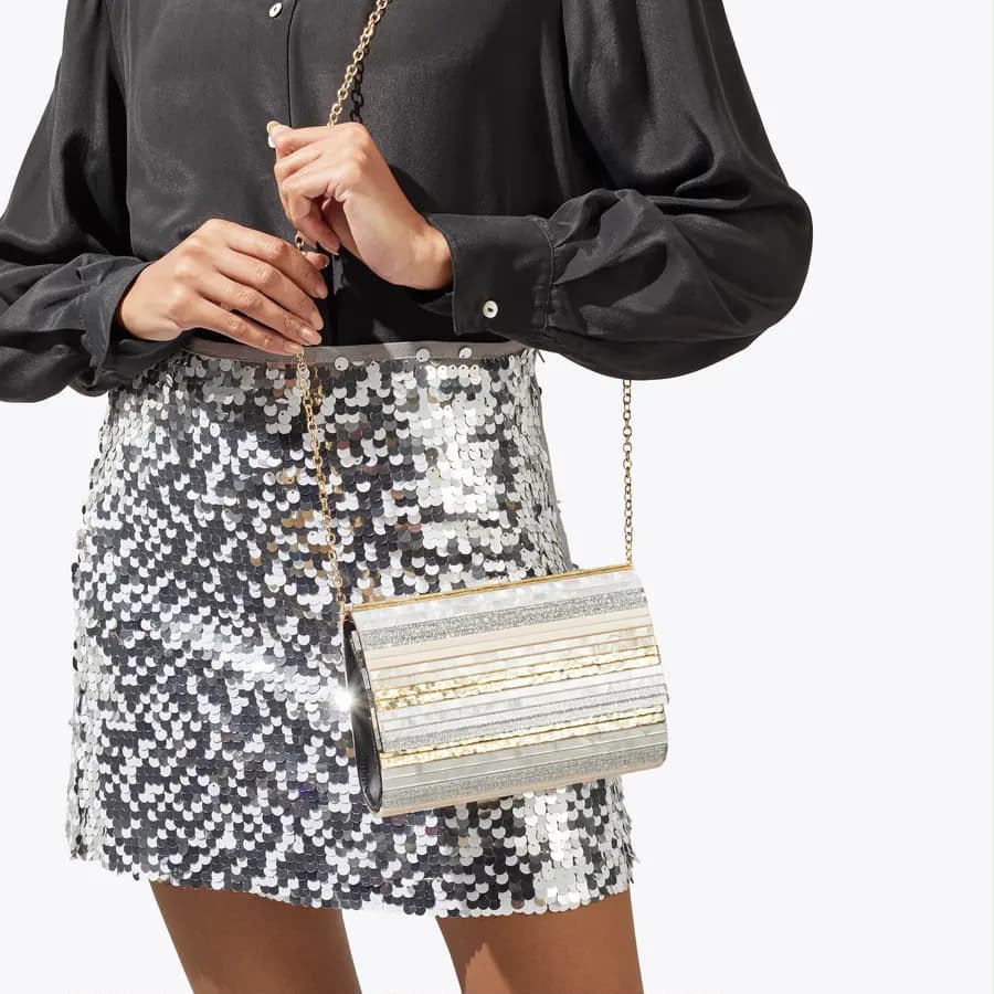 J-I-M-M-Y C-H-O-O Party Envelope Clutch – Premium Quality Women Bag | Glitter Perspex (Multi Color Design A)