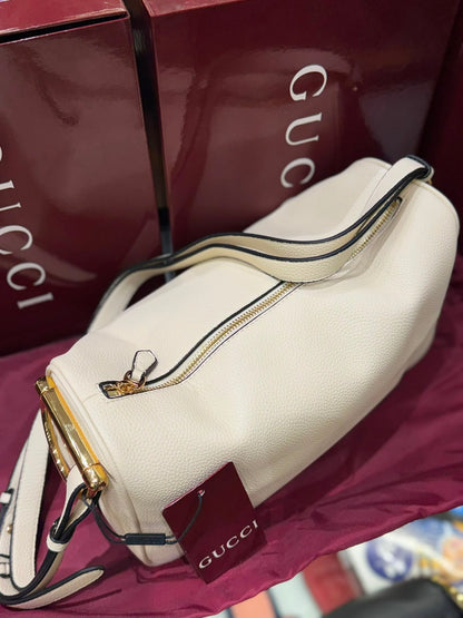 G-U-C-C-I Half Horsebit Medium Shoulder Bag – Premium Quality Women Bag | Brand Box Packaging (While)