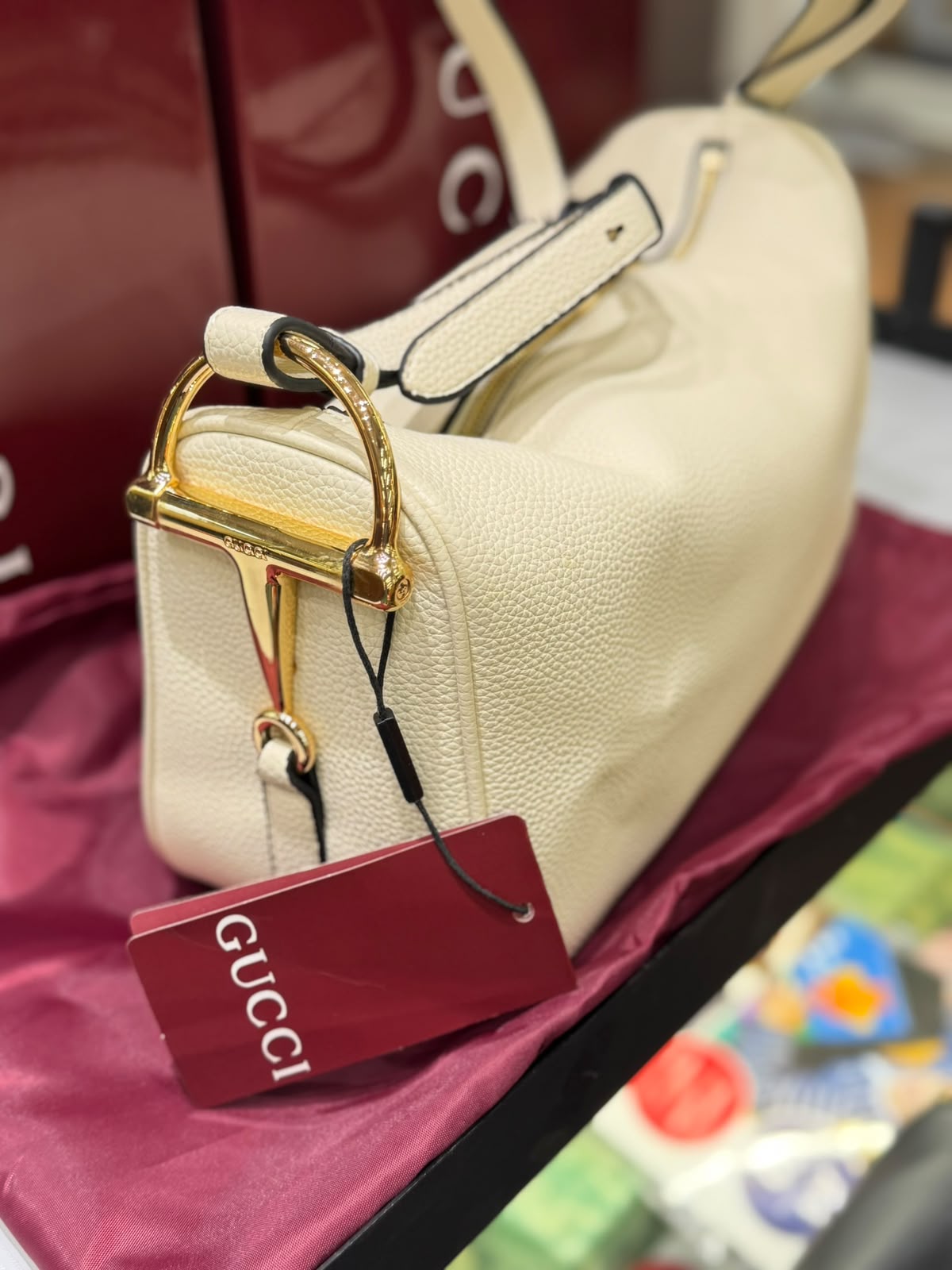 G-U-C-C-I Half Horsebit Medium Shoulder Bag – Premium Quality Women Bag | Brand Box Packaging (While)